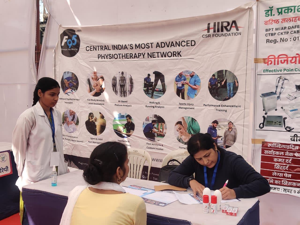 Workers receiving therapeutic exercise guidance from F95 physiotherapist